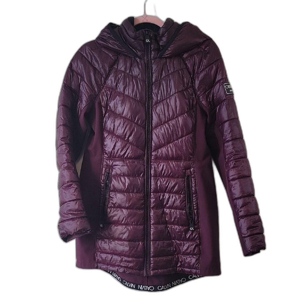 Calvin Klein Performance Purple Quilted Hooded Puffer Jacket Size S